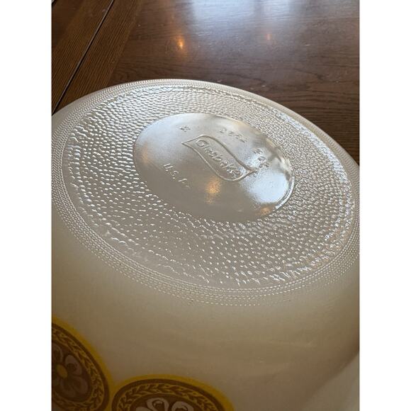 Vintage Glasbake J2600 Casserole Yellow Gold Medallion Floral Daisy Dish 2 QT. - Picture 4 of 7